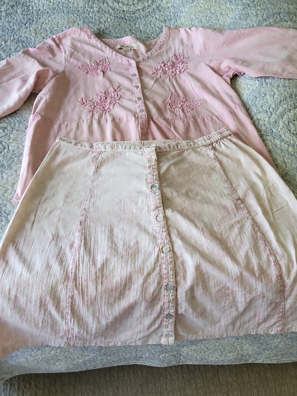 April Cornell Pale Pink Cotton Two Piece Outfit
